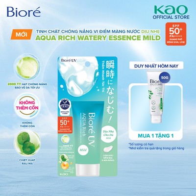 [SIÊU PHẨM DỊU NHẸ KHÔNG CỒN] Tinh chất Chống nắng Vi điểm Màng nước Dịu nhẹ Biore UV Aqua Rich Mild 50g SPF50+ PA++++