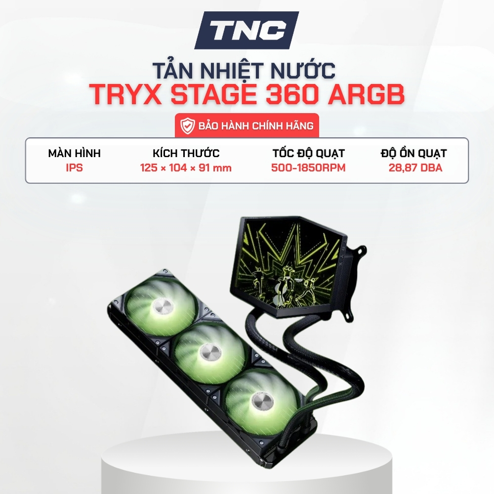 Tản Nhiệt Nước TRYX STAGE 360 ARGB | AIO 360MM | Màn Hình Kép IPS 4 Inch - BẢO HÀNH 72 THÁNG - TNC S