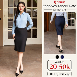 Chân Váy Nữ Ngang Gối Thái Hòa JP883 Vải Tencel 2 Lớp Co Giãn Tôn Dáng Dễ Phối Ôm Form Vừa Vặn