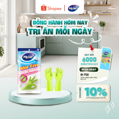 Găng tay Nitrile không mùi MyJae rửa chén, bát, dọn dẹp nhà cửa