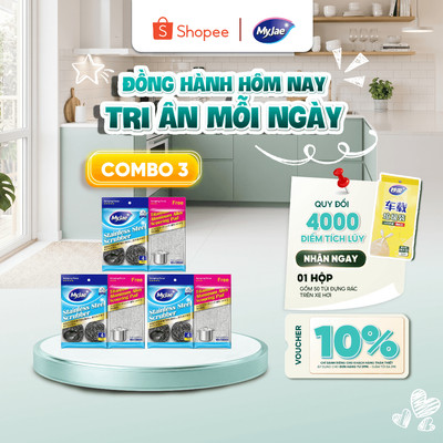 [DAILY LIVE T8] COMBO 3 Bịch Búi Sắt Cọ Xoong Nồi KÈM Miếng Chà Nồi Đa Năng MyJae (12 búi sắt + 4 miếng chà nồi)