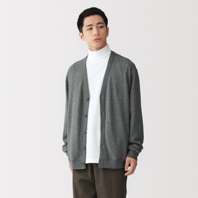 [26AW] MUJI Áo Cardigan Nam Vải Light Sweat Cổ Chữ V