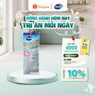 [Khách hàng thân thiết] Găng tay dáng dài Nitrile không mùi MyJae rửa chén, bát, dọn dẹp nhà cửa 38CM