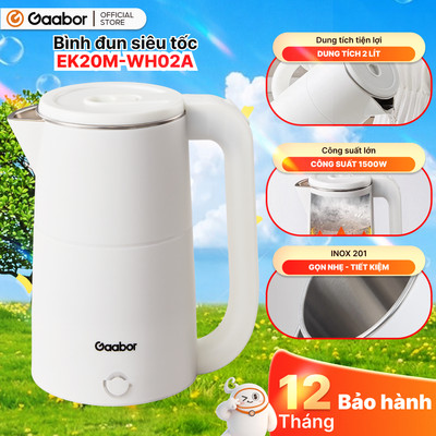 [Độc quyền Shopee] Ấm siêu tốc Gaabor EK20M-WH02A bình đun siêu tốc dung tích 2L công suất 1500W