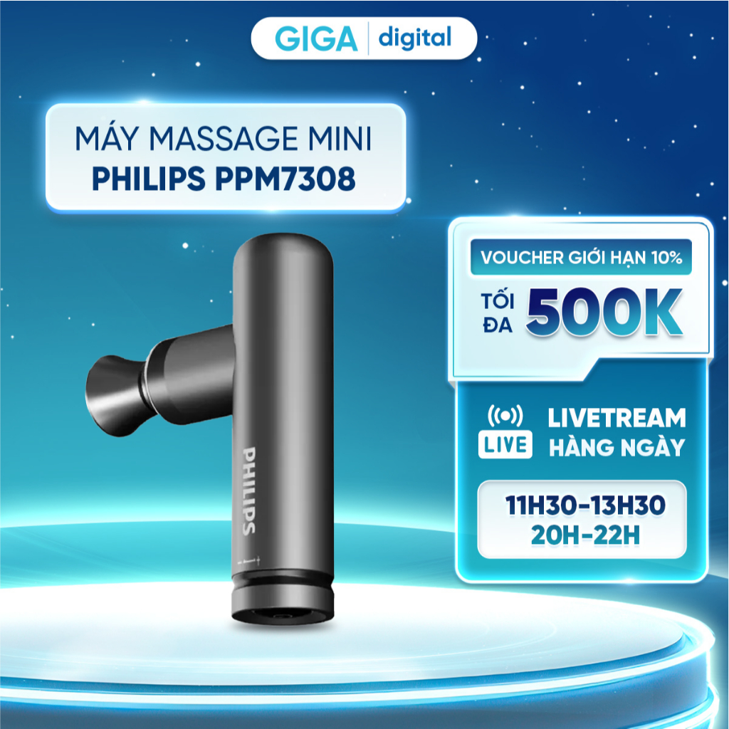 Máy massage mini Philips PPM7308 | 4 đầu massage chuyên dụng | Pin 1500mAh