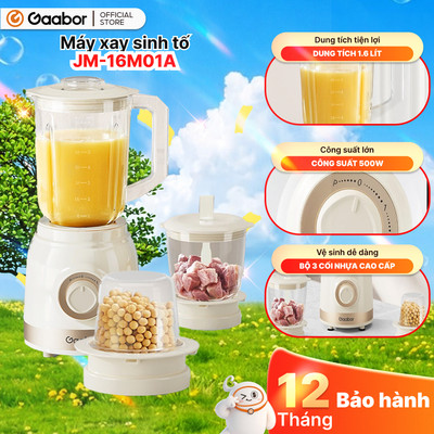 Máy xay sinh tố Gaabor JM-16M01A màu be 3 cối 1.6 lít 500W xay sinh tố đa năng