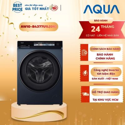AW10-B4377U1L(GN) Máy Giặt Aqua Inverter 10kg Giặt thông minh AI, Giặt Hơi nước Diệt Khuẩn