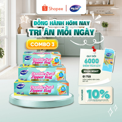 Túi zip đựng thực phẩm hai đường kéo PE MyJae, đáy đứng trong suốt, bảo quản thực phẩm
