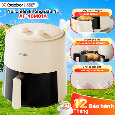 Nồi chiên không dầu 4L Gaabor AF-40M01A 1300W chống dính khí nóng đối lưu dễ sử dụng một núm xoay