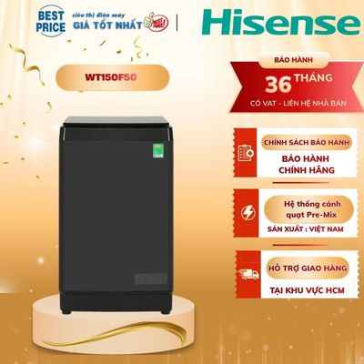 WT150F50 Máy giặt Hisense15 kg Inverter – AI One Touch, Turbo Wash, lồng giặt ngôi sao WT150F50