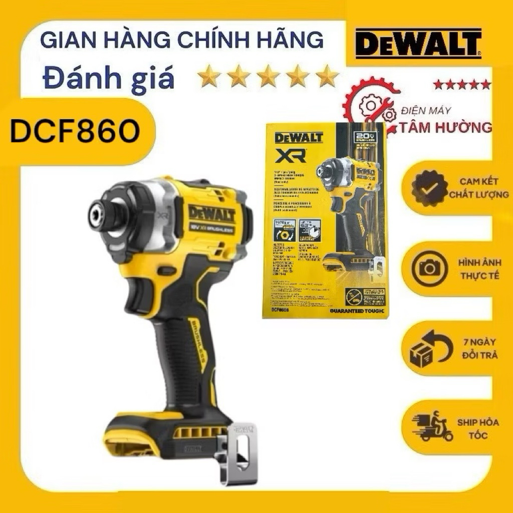 Máy bắt vít dùng pin Dewalt DCF860 ( Thân máy)   - Bản xách tay- Made in Mexico