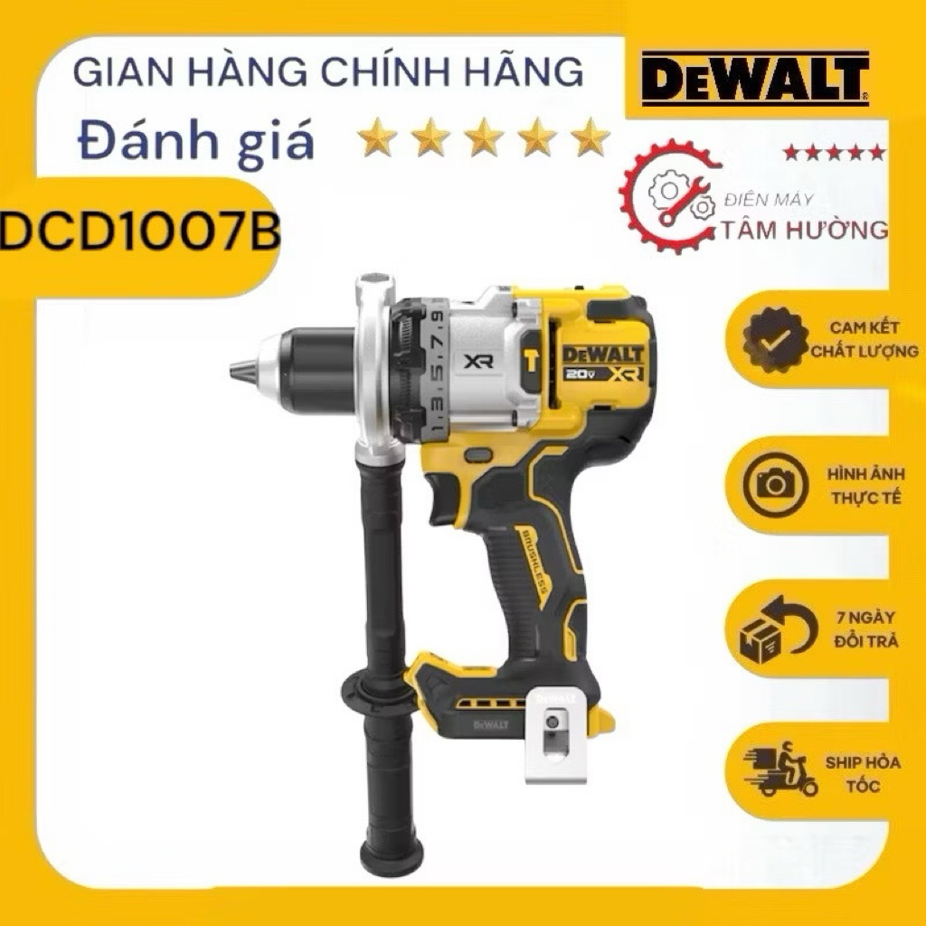 Máy khoan động lực Pin Dewalt DCD1007 - Bản xách tay mới 100%