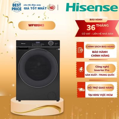 Máy giặt Hisense WF105M3 10.5kg – AI Inverter, giặt hơi nước, 1400 vòng, 13 chế độ | WF105M3