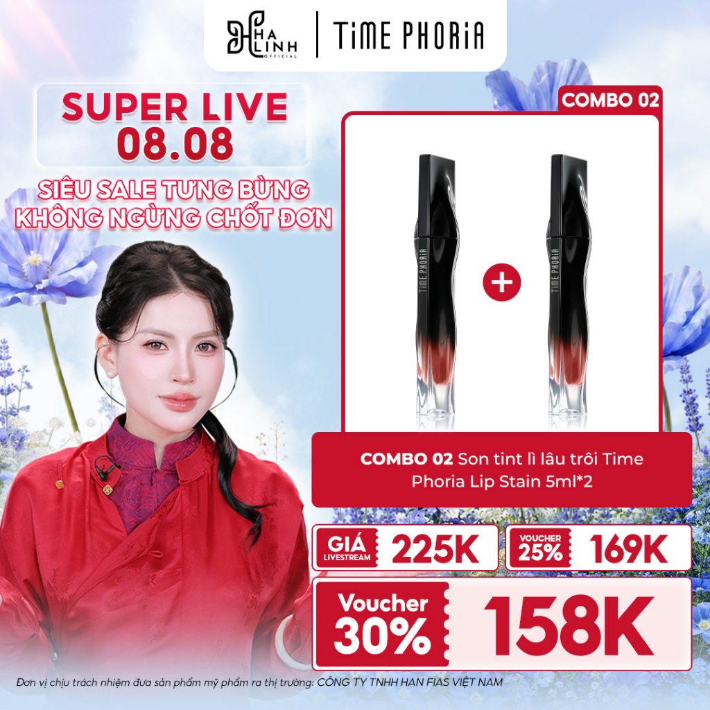 [VHL x Time Phoria] COMBO 2 Son tint lì lâu trôi Time Phoria Lip Stain 5ML*2
