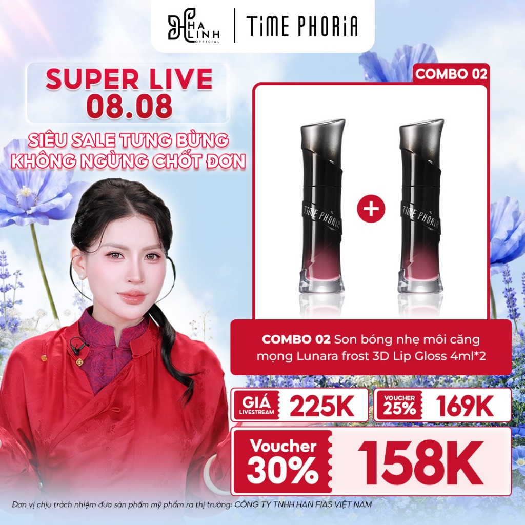 [VHL x Time Phoria] COMBO 2 Son bóng nhẹ môi căng mọng Time Phoria Lip Gloss 4ml*2