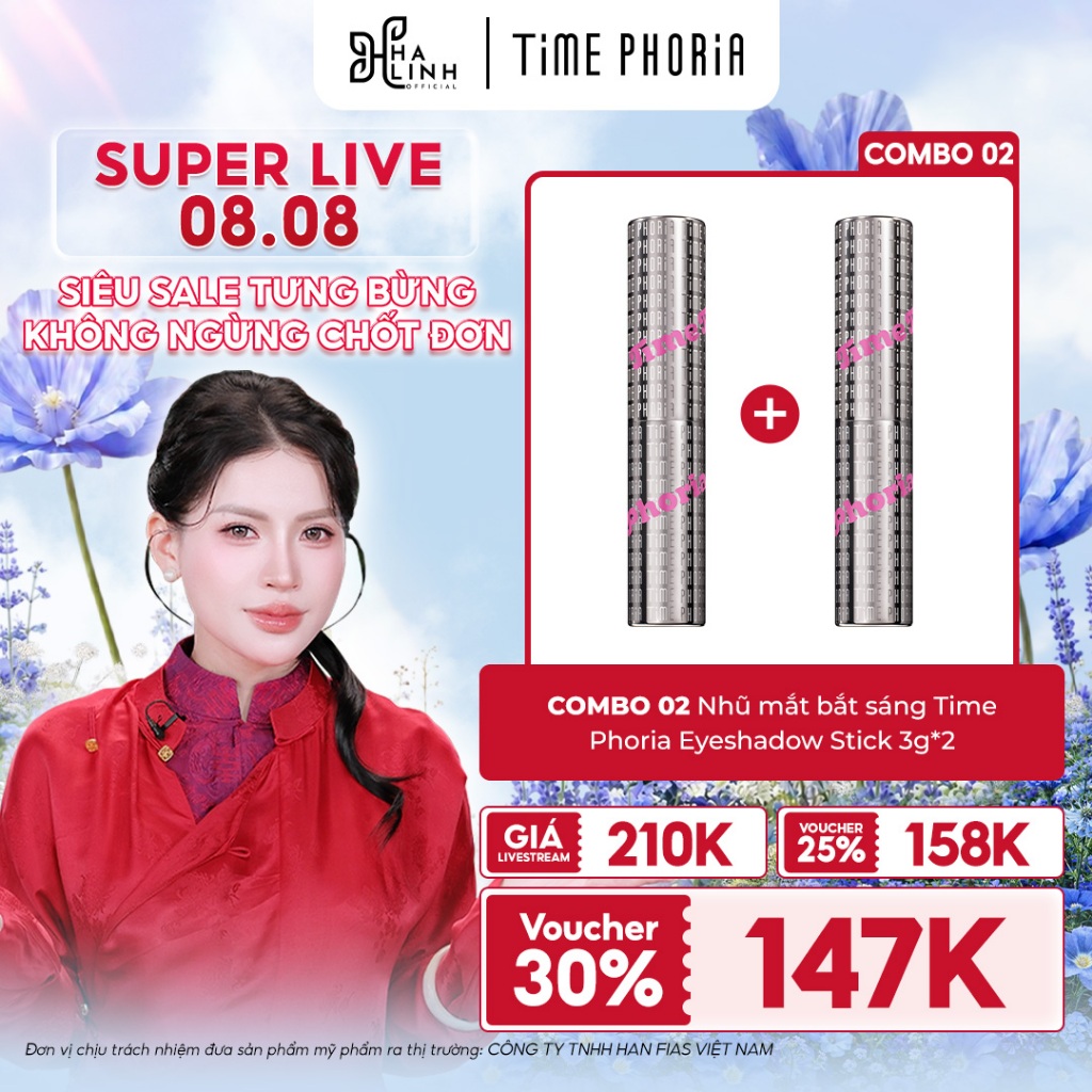 [VHL x Time Phoria] COMBO 2 Nhũ mắt bắt sáng Time Phoria Eyeshadow Stick 3g*2