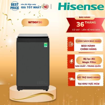WT90F30 Máy giặt Hisense 9kg – AI Wash, Bubble Clean, diệt bọ rệp, lồng giặt ngôi sao WT90F30