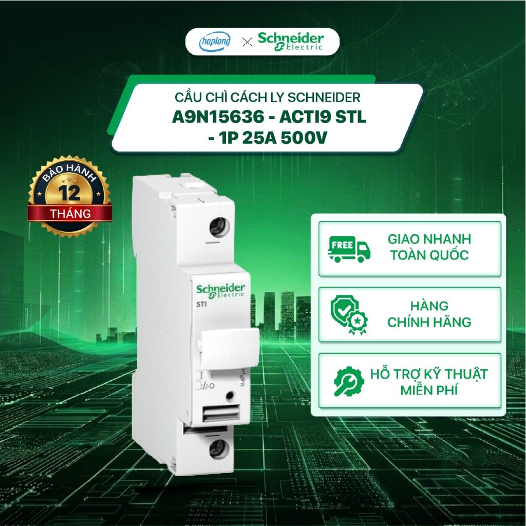 Cầu chì cách ly Schneider A9N15636 - Acti9 STl Series - 1P 25A 500V