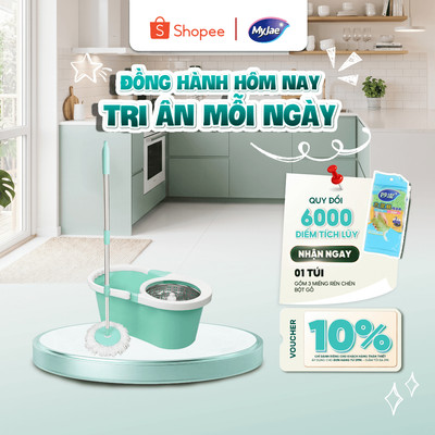 Bộ Lau Nhà MyJae Sợi Microfiber Xoay 360 Độ Thông Minh, Lau Sạch Nhanh Khô [134 CM]