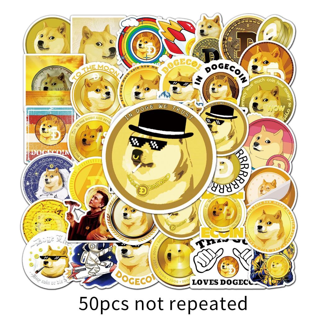 set 50 sticker Chống Nước hình Dogecoin Cheems meme đồng xu nhãn dán laptop xe mũ bảo hiểm ST143
