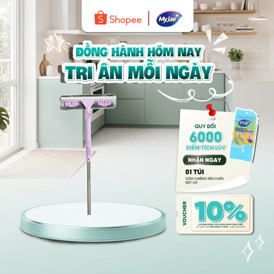 Cây Lau Kính, Gạt Chùi Kính Đa Năng 2 Trong 1 MyJae Cán Dài Uốn Xoay Chống Trơn Trượt