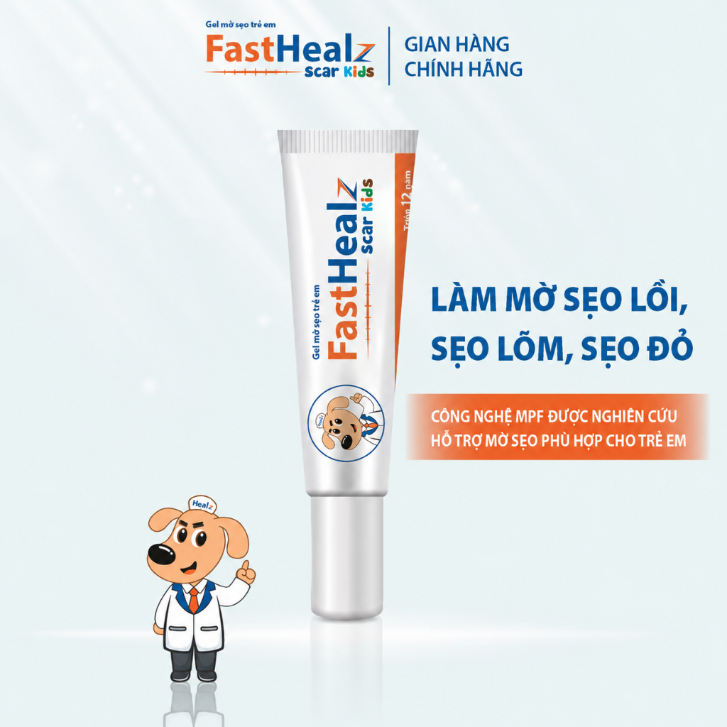 Gel mờ sẹo cho bé Fasthealz scar kids 12g - Hỗ trợ làm mờ sẹo thâm, sẹo lõm, sẹo đỏ Novocare