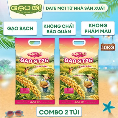 Combo 2 Túi Gạo ST25 5kg Gạo Ơi – Gạo Thơm Ngon, Dẻo Nhiều, Vị Đậm Đà – Top 1 Thế Giới 2023