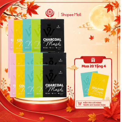 [Mua 10 tặng 2] Combo 5 Mặt nạ Hàn Quốc Daliv dưỡng ẩm 27g (Collagen, B5. Rau má,Glutathione, than hoạt tính)
