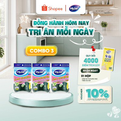 [DAILY LIVE T8]  Combo 3 Bịch Miếng bọt biển rửa chén MyJae 2 mặt, mút xốp rửa bát đa năng