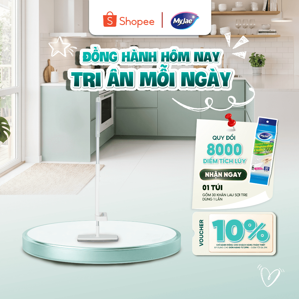 [Outlet S2] Cây Lau Nhà MyJae Đài Loan Dạng Mút Xốp PVA Thông Minh Lau Sàn Siêu Hút Nước