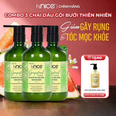 [Mua 3 Tặng 1] Combo 3 Chai Dầu Gội Tinh Dầu Bưởi Thiên Nhiên hiNICE Dành Cho Tóc Gãy Rụng 435G