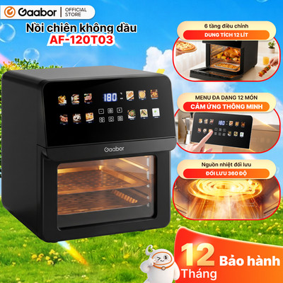 Nồi chiên không dầu cảm ứng 12L Gaabor AF-120T03 kiêm lò nướng màn hình màu 1700W cửa kính quan lớn