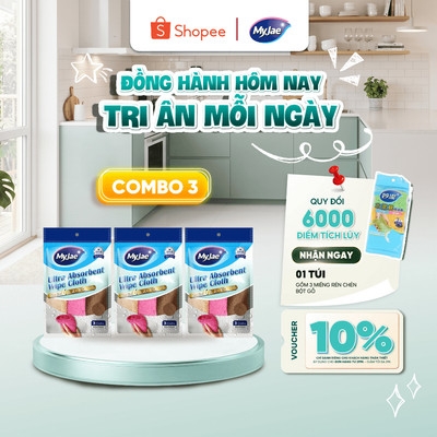 COMBO 3 Khăn lau siêu thấm siêu hút nước  MyJae (3 màu/bịch)
