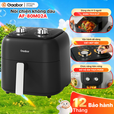 [MỚI] Nồi chiên không dầu 8L Gaabor AF-80M02A dung tích lớn 1600W 2 núm điều chỉnh nhiệt độ thời gian