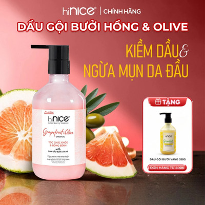 Dầu Gội Tinh Dầu Bưởi Hồng Và Olive hiNICE Grapefruit & Olive Shampoo Hỗ Trợ Giảm Mụn Da Đầu