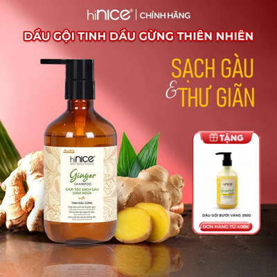 Dầu Gội Tinh Dầu Gừng Thiên Nhiên hiNICE Ginger Shampoo Hỗ Trợ Sạch Gàu & Giảm Ngứa