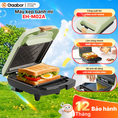 Máy kẹp sandwich Gaabor EH-M02A công suất 500W thiết kế chống dính nướng bánh mì, rán trứng