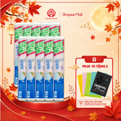 [MUA 10 TẶNG 2 MẶT NẠ] Combo 10 gói bông tẩy trang Ipek Thổ Nhĩ Kỳ 150 miếng (10 gói * 150 miếng)