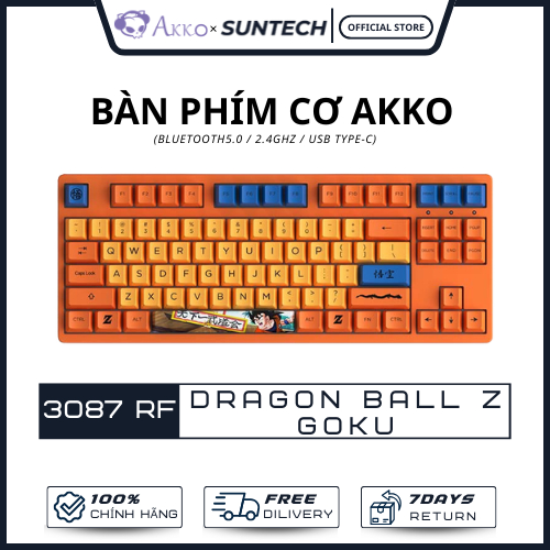 Bàn Phím Cơ AKKO 3087 RF Dragon Ball Z Goku - Layout TKL 87 Phím, Switch V3, Không Dây 2.4G, Chính H