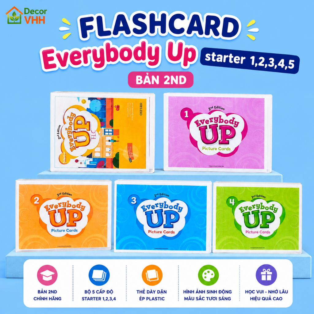 Tranh từ vựng FLASHCARD Everybody Up 1,2,3,4,5 và Starter Ép plastic