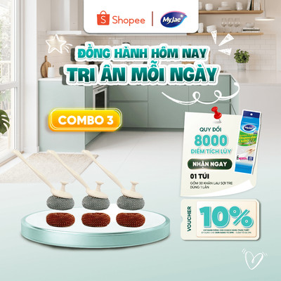 COMBO 3 Chổi Cọ Xoong Nồi Kèm 2 Miếng Cọ Nồi Đa Năng Tiên Lợi MyJae