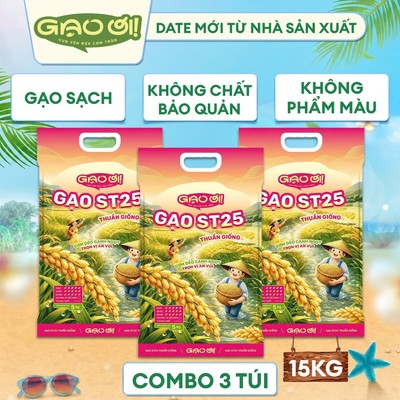 Combo 3 Túi Gạo ST25 5kg – Chính Hãng Gạo Ơi – Gạo Thơm Ngon, Dẻo Nhiều, Vị Đậm Đà – Top 1 TG 2023