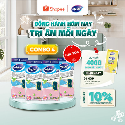 COMBO 4 Miếng bọt biển rửa chén kháng khuẩn MyJae