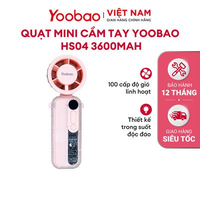 Quạt YOOBAO HS04 Pin 3600mAh - Sử Dụng Lên Đến 12 Giờ | 100 Độ Linh Hoạt | Bảo Hành 12 Tháng