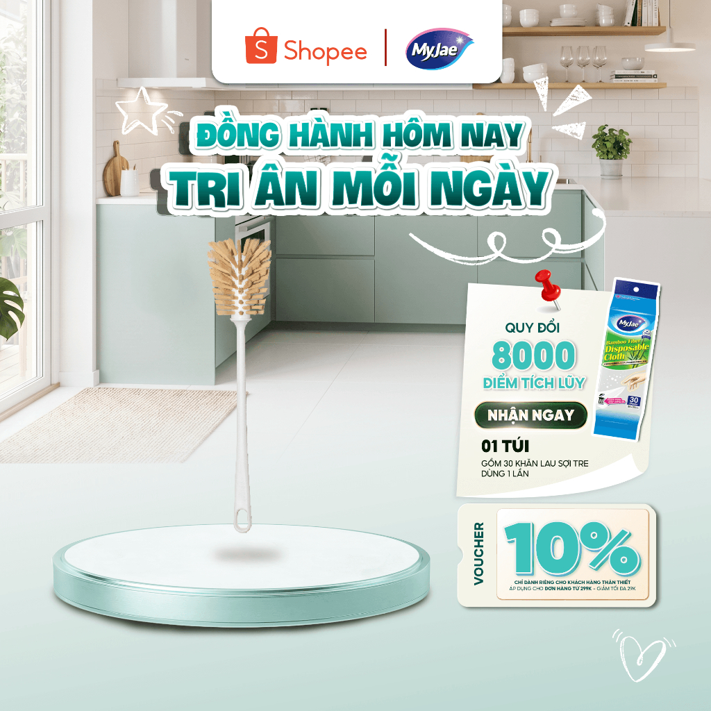 [ĐƠN] Cây Rửa Ly MyJae Đầu Chổi Kháng Khuẩn Mền Mại