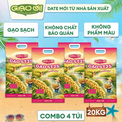 Combo 4 Túi Gạo ST25 5kg – Thương hiệu Gạo Ơi - Gạo Ngon Nhất Thế Giới 2023 - Tổng 20kg
