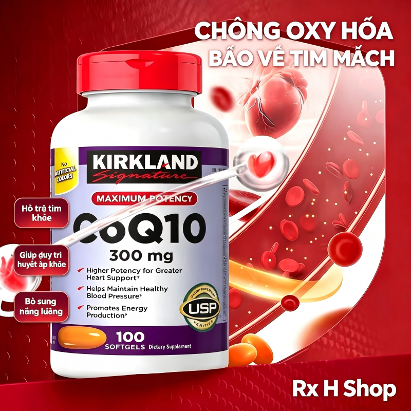 Viên uống hỗ trợ tim mạch CoQ10 300mg Kirkland 100 viên