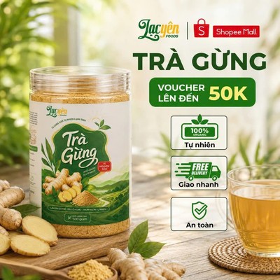 Trà Gừng Hòa Tan Ít Ngọt Lạc Yên Foods - Từ Gừng Tây Nguyên Ấm Nồng Tiện Lợi Dễ Pha