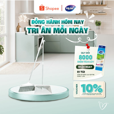 [SVIP 15.8 99k 12h-15h] Bộ chổi quét nhà có kèm đồ hốt rác đa năng MyJae