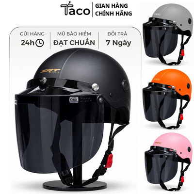 Mũ Bảo Hiểm Nửa Đầu TACO SRT Kèm Kính Bogo Cao Cấp, Phong Cách Malay Thời Trang Trẻ Trung, Có Lỗ Thông Gió
